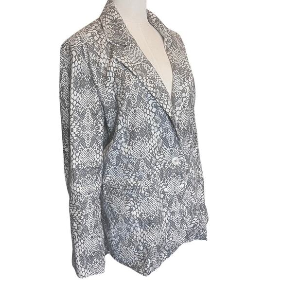 Anthropologie Level 99 Grey Snake Print Linen Blazer Large - Picture 5 of 9